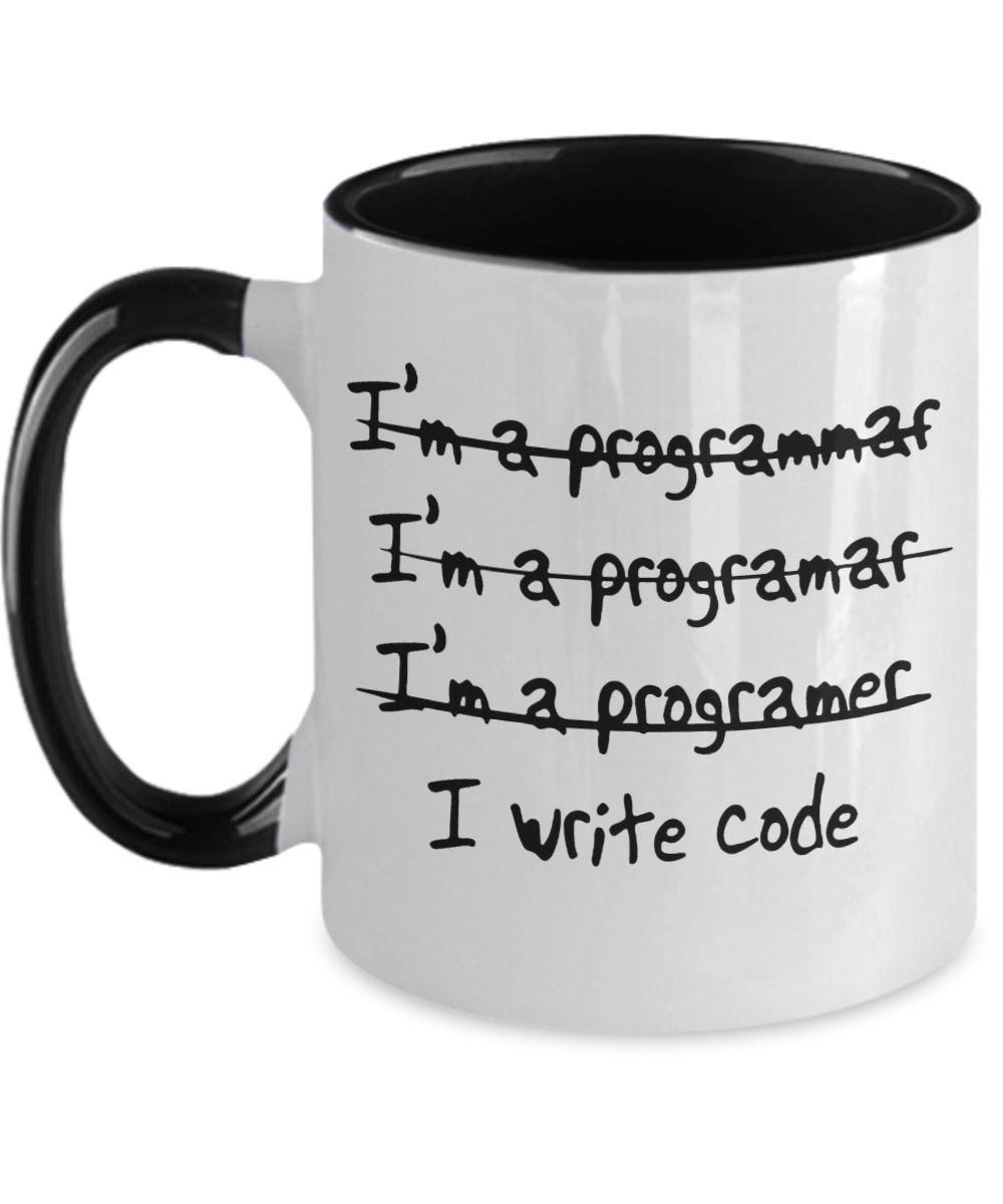 Programming Gifts I Write Code Birthday Christmas Gift Idea For Men Women Two Tone Coffee Mug 11oz