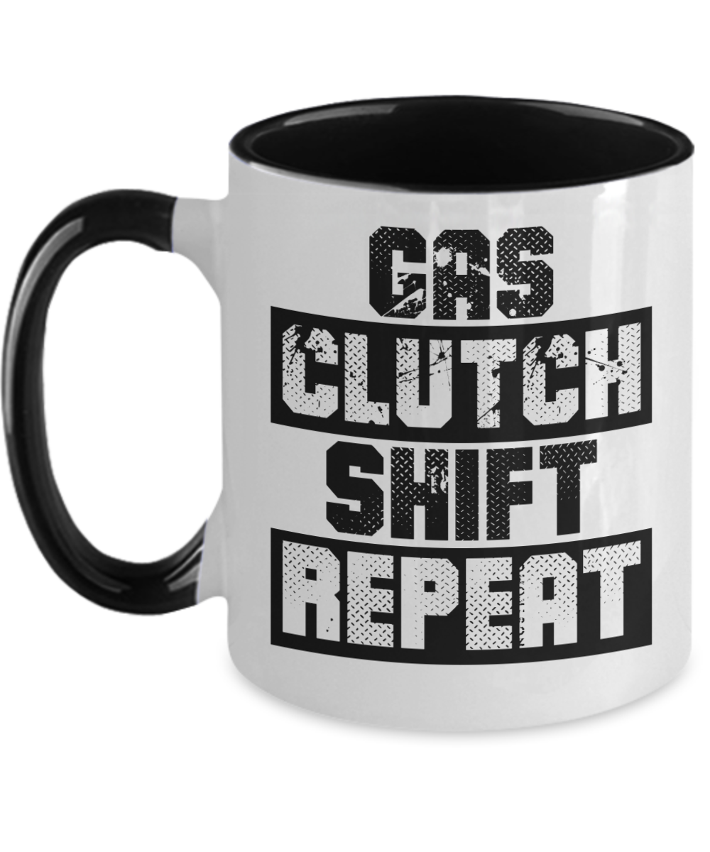 Trucker Gifts Gas Clutch Shift Repeat Birthday Christmas Gift Idea For Men Women Two Tone Coffee Mug 11oz