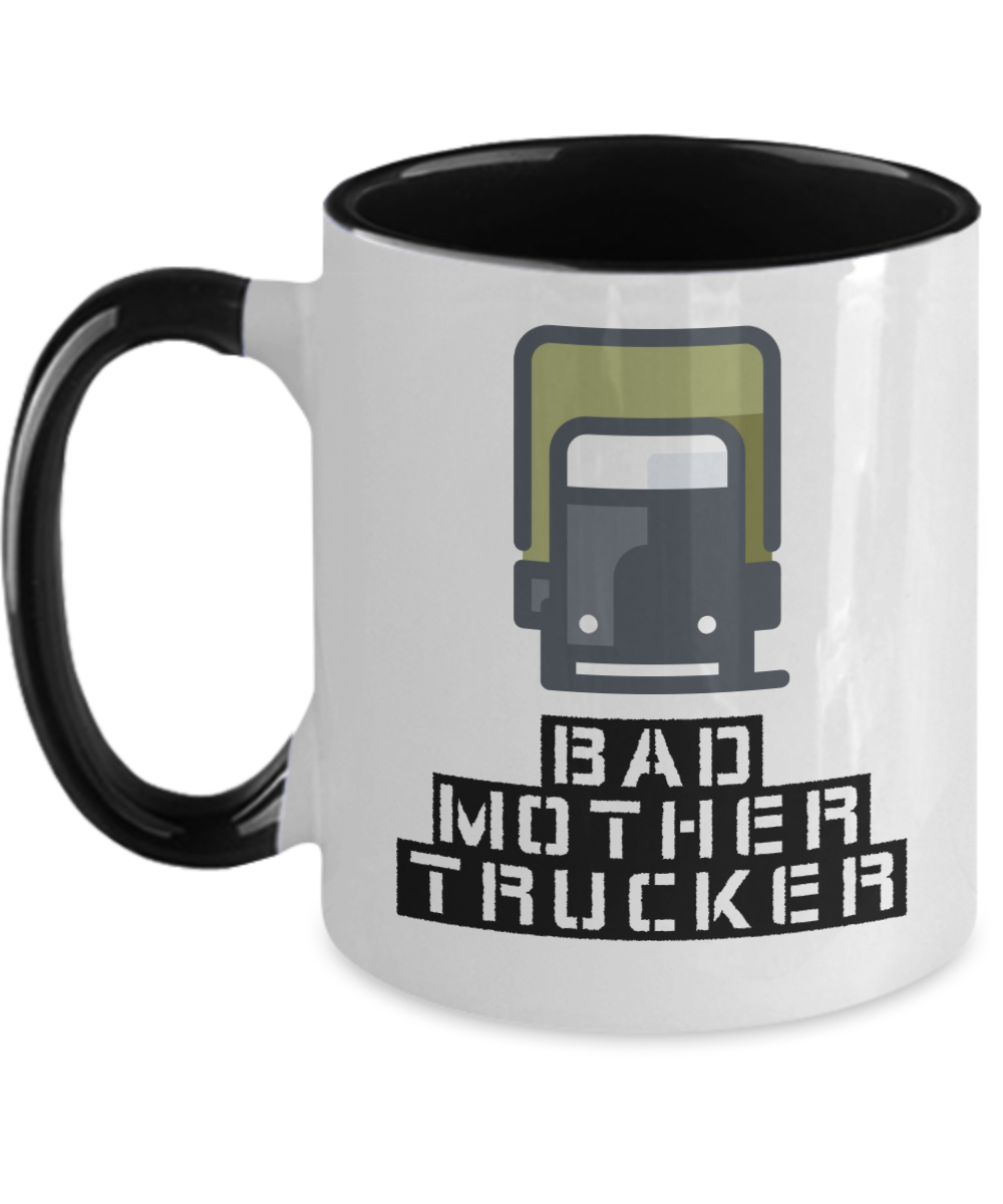 Trucker Gifts Bad Mother Trucker Birthday Christmas Gift Idea For Men Women Two Tone Coffee Mug 11oz