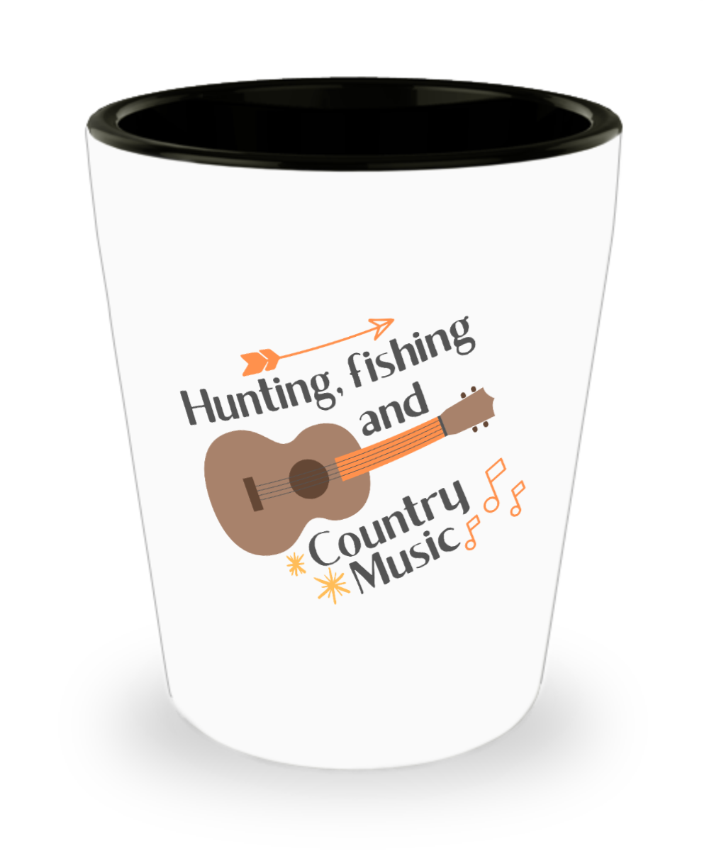 Hunting Gifts Hunting Fishing And Country Music Birthday Christmas Gift Idea For Men Women Shot Glass